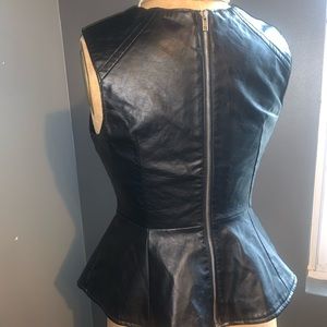 Faux leather peplum top
